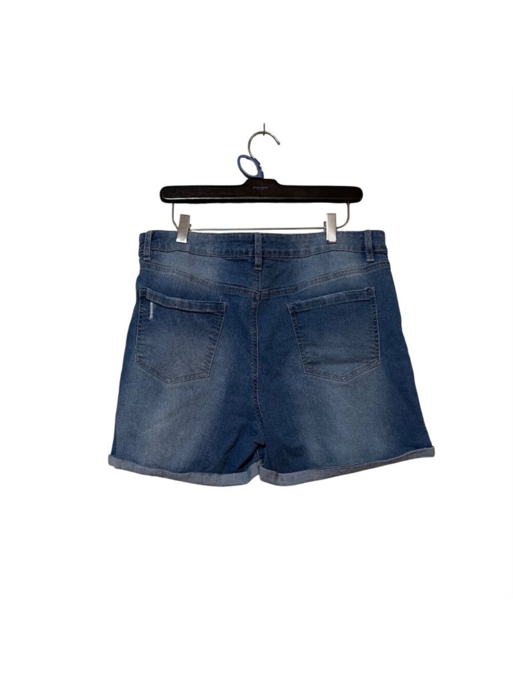 Denim Blue Distressed High-Waisted Shorts With Cuffed Hem Size 16 By D.Jeans - Picture 2 of 6
